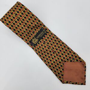 Karin Venezia Blue Red Yellow Foulard Print 100% Silk Italian Necktie 62.5x3.75